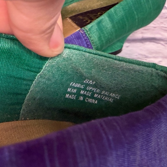 Jacqueline Vintage Two-Tone Green and Purple Pumps Size 8 - Picture 5 of 7